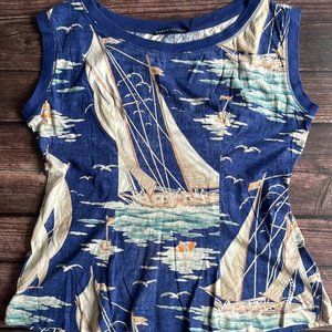 RALPH LAUREN Sailboats print cotton tank